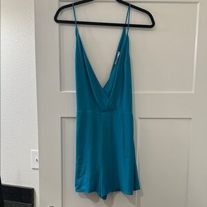 Lush Teal Spaghetti Strap V-Neck Romper